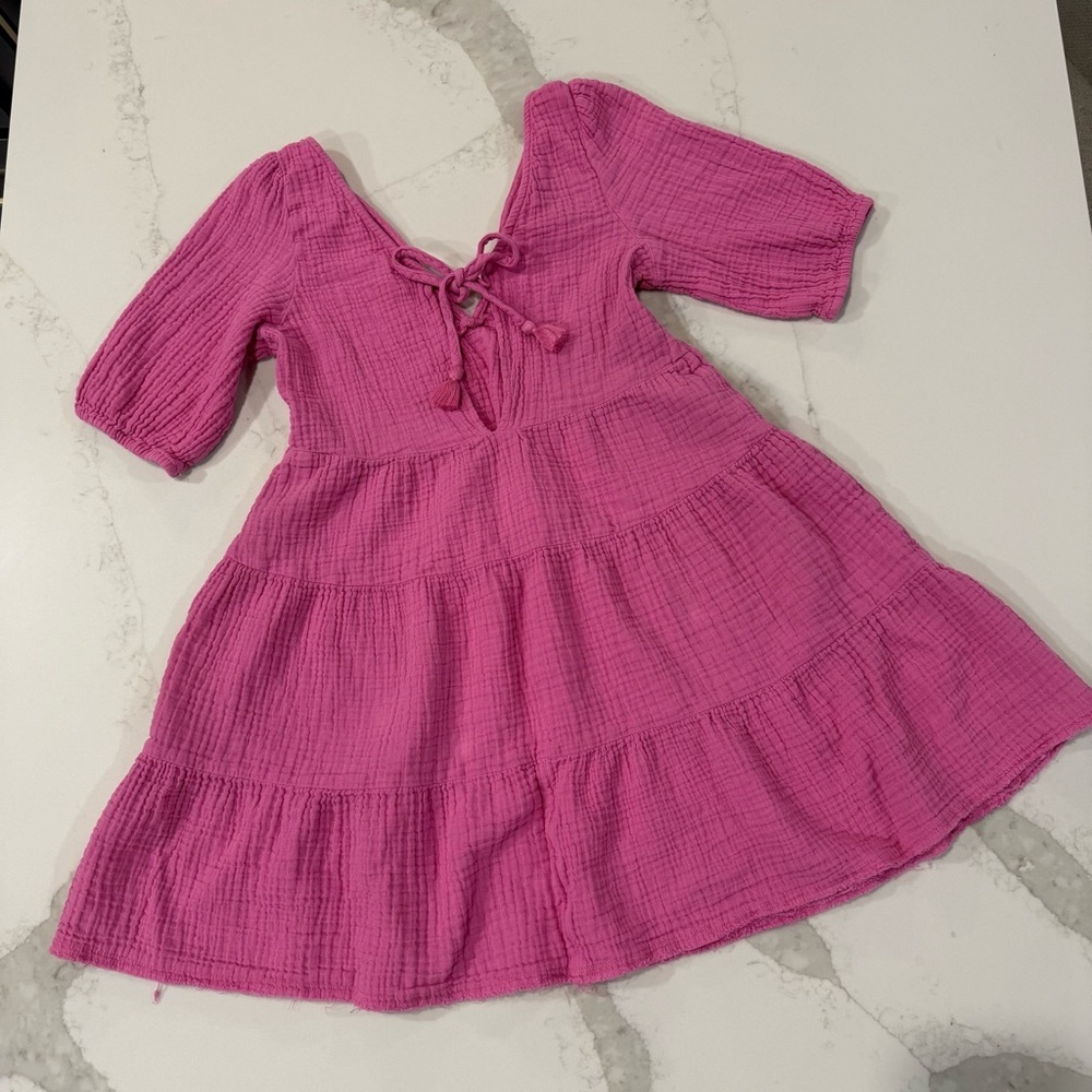 Aerie Pool To Party Tiered Puff Sleeve Mini Dress Women’s XS Pink Beachy Summer - Picture 9 of 12